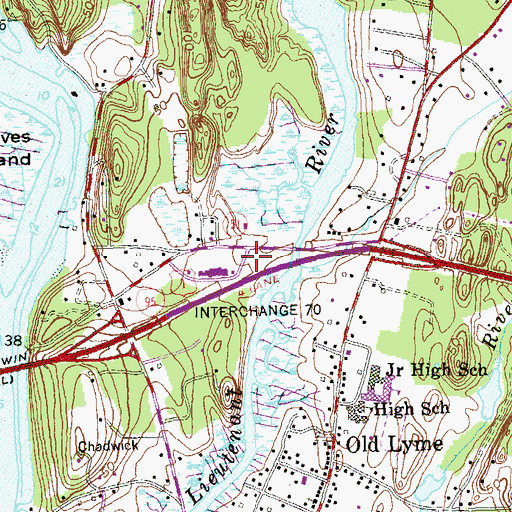 Topographic Map of Old Lyme Post Office, CT