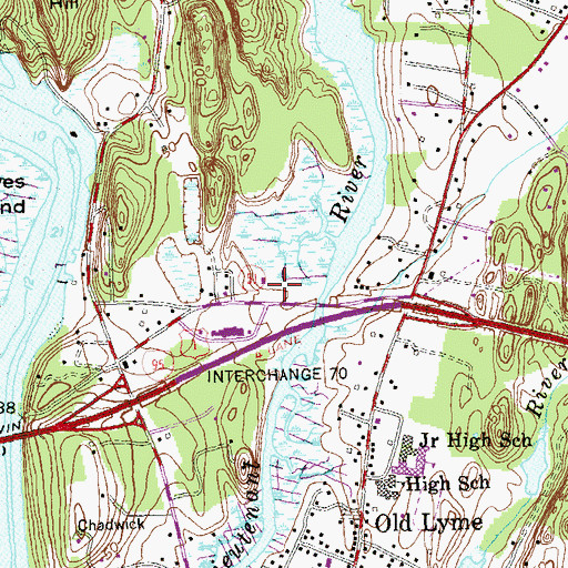 Topographic Map of Old Lyme Shopping Center, CT