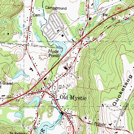 Topographic Map of Old Mystic Grammar School, CT