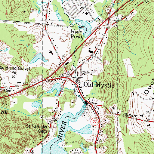 Topographic Map of Old Mystic Post Office (historical), CT
