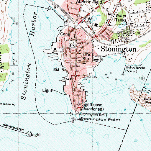 Topographic Map of Old Stone Customhouse, CT