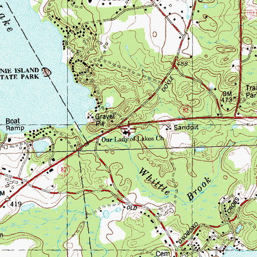 Topographic Map of Our Lady of Lakes Church, CT