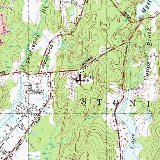 Topographic Map of Pawcatuck Middle School, CT