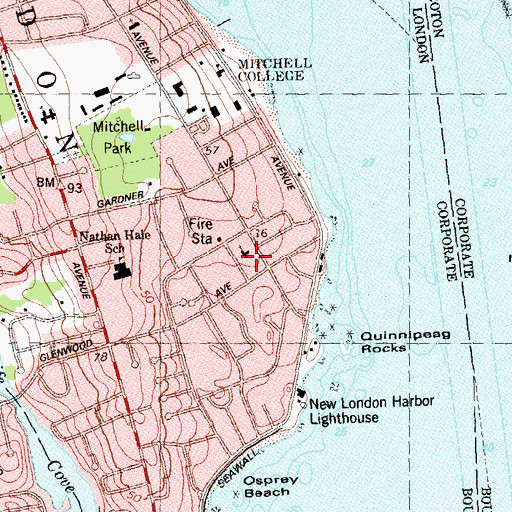 Topographic Map of Pequot Chapel, CT