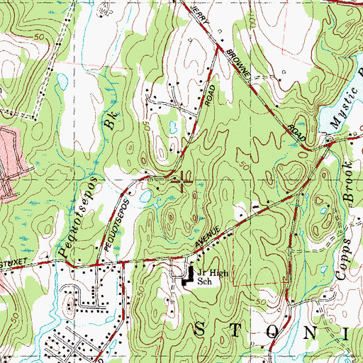 Topographic Map of Pequotsepos Nature Center, CT