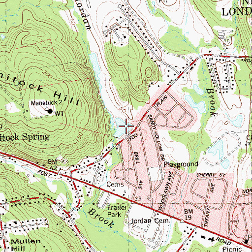 Topographic Map of Perry Pond, CT