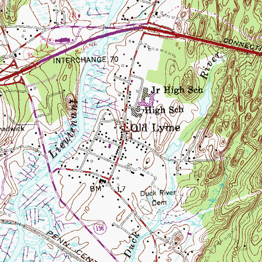 Topographic Map of Phoebe Griffin Noyes Library, CT