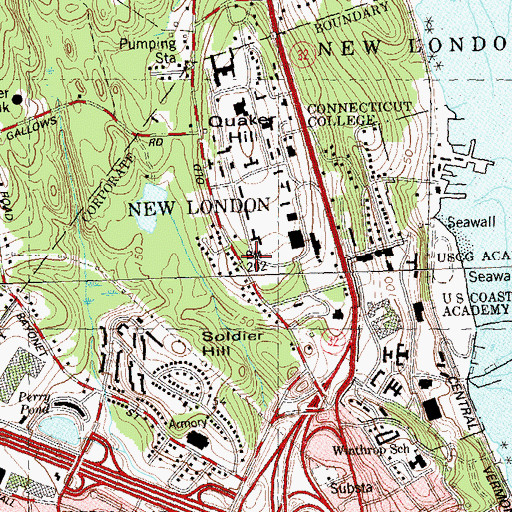 Topographic Map of Pine Hall, CT