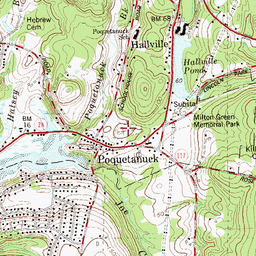 Topographic Map of Poquetanuck Cemetery, CT