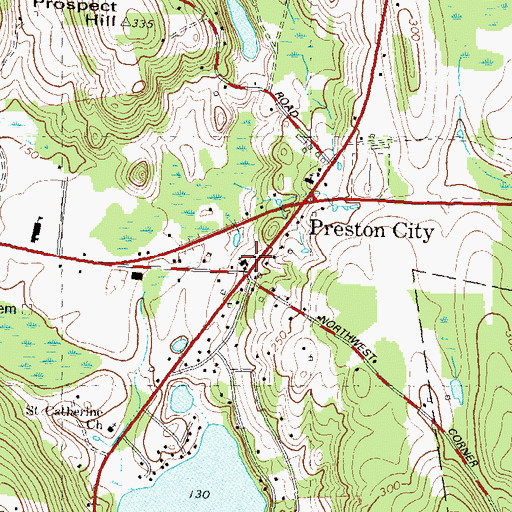 Topographic Map of Preston City Congregational Church, CT