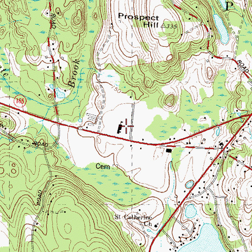 Topographic Map of Preston City School, CT