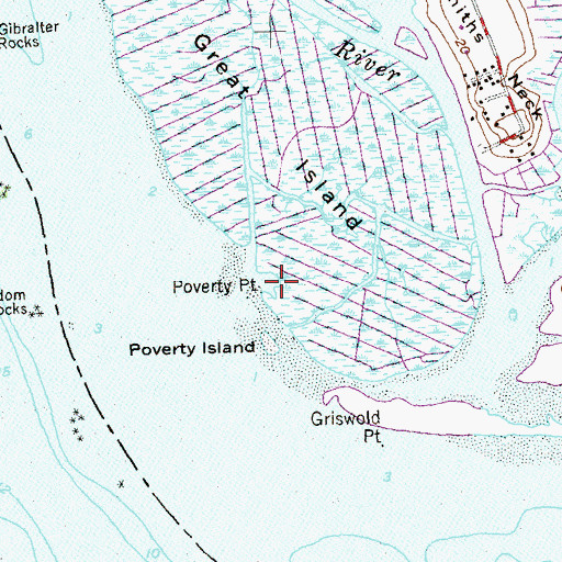 Topographic Map of Pug Harbor, CT