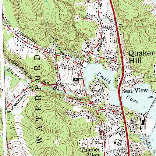 Topographic Map of Quaker Hill Elementary School, CT
