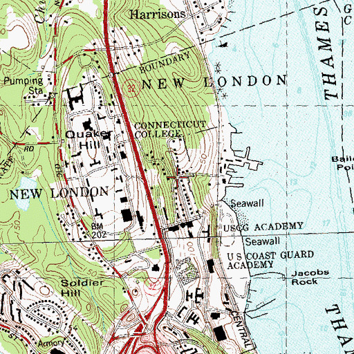Topographic Map of Robert Crown Park, CT