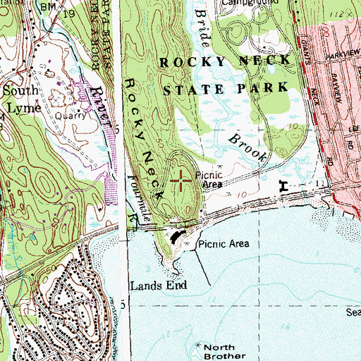 Topographic Map of Rocky Neck Pavilion, CT