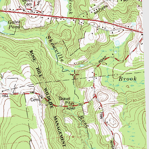 Topographic Map of Rose Brook, CT