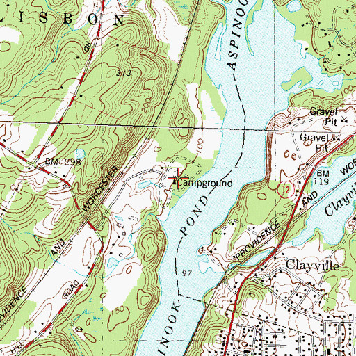 Topographic Map of Ross Hill Campgrounds, CT