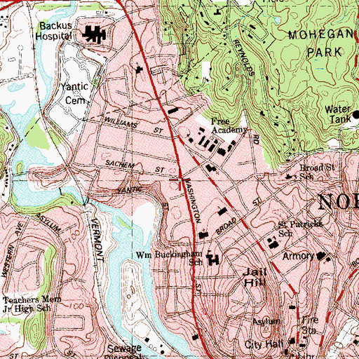 Topographic Map of Royal Mohegan Burial Ground, CT