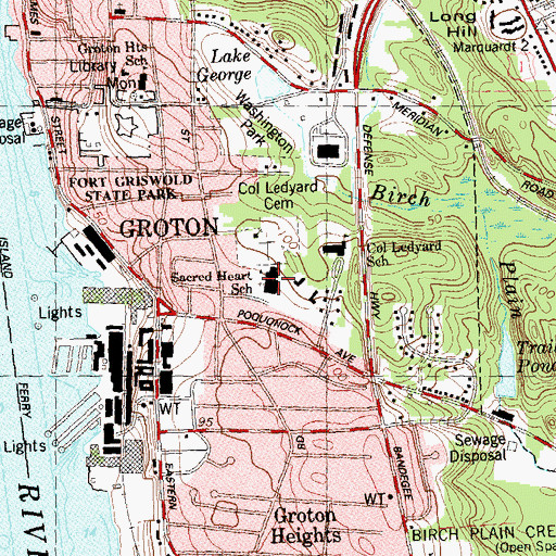 Topographic Map of Sacred Heart Church, CT