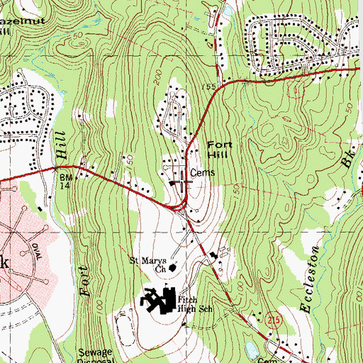 Topographic Map of Saint Andrew Presbyterian Church, CT