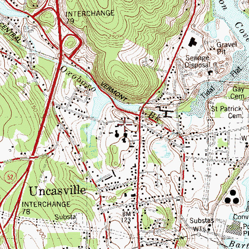 Topographic Map of Saint Johns Church, CT