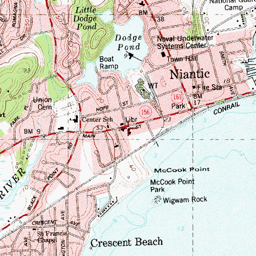 Topographic Map of Saint Johns Episcopal Church, CT