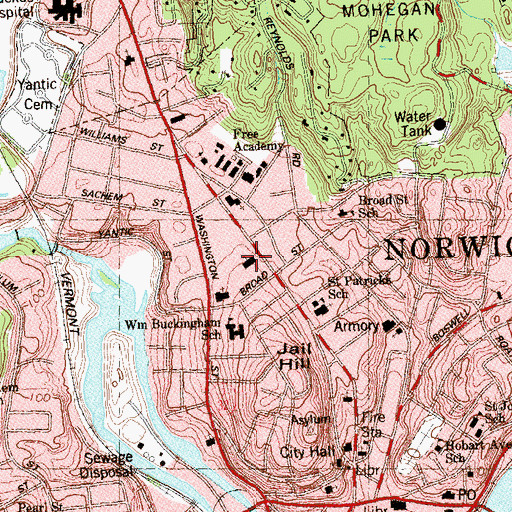 Topographic Map of Saint Mark Evangelical Lutheran Church, CT