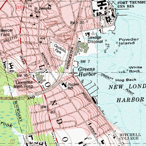 Topographic Map of Saint Mary School, CT