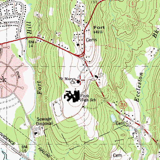 Topographic Map of Saint Marys Church, CT