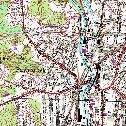 Topographic Map of Saint Michaels Church, CT