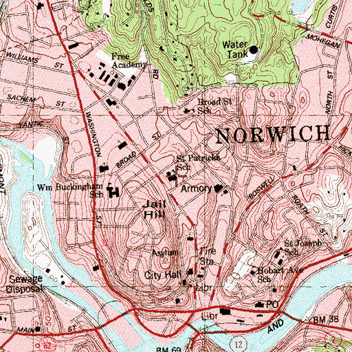 Topographic Map of Saint Patrick Cathedral School, CT