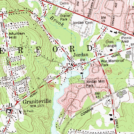Topographic Map of Saint Pauls Church, CT