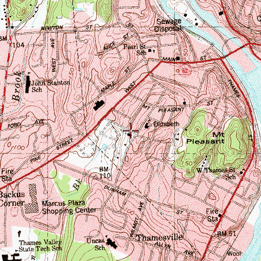 Topographic Map of Saints Peter and Paul Church, CT