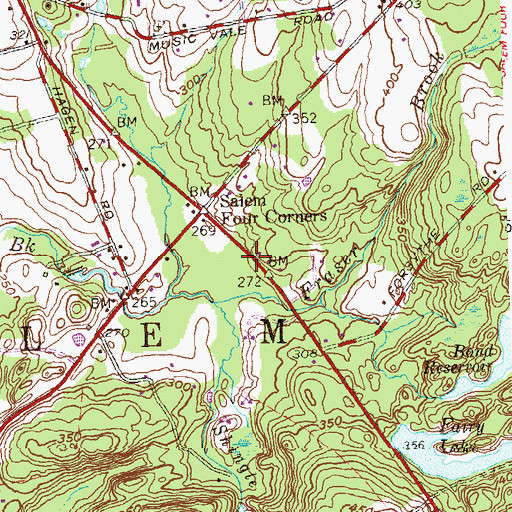Topographic Map of Salem Post Office, CT