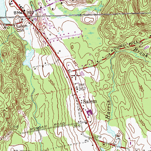 Topographic Map of Salem Town Hall, CT