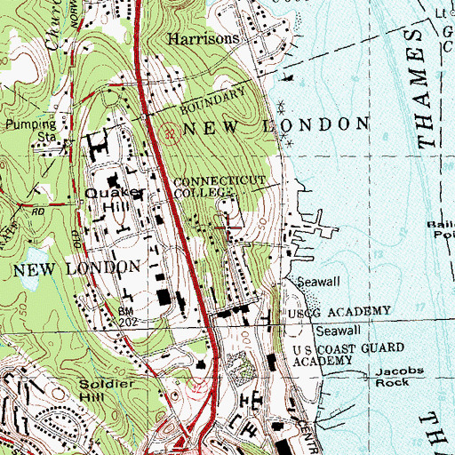Topographic Map of Satterlee Hall, CT
