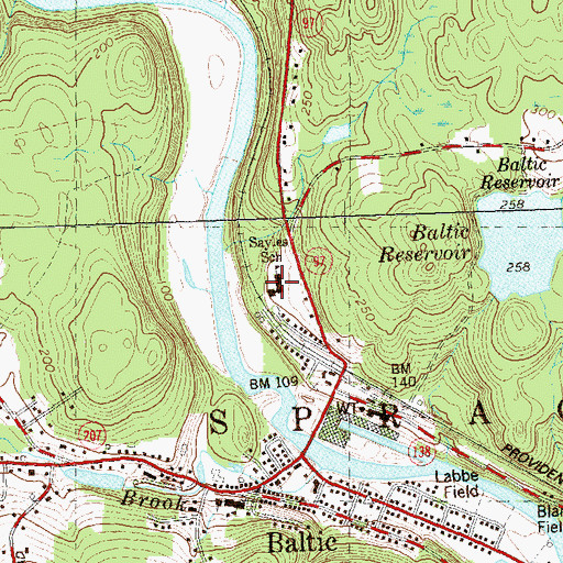 Topographic Map of Sayles Elementary School, CT