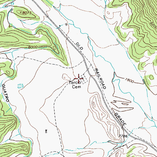 Topographic Map of Tercio Cemetery, CO