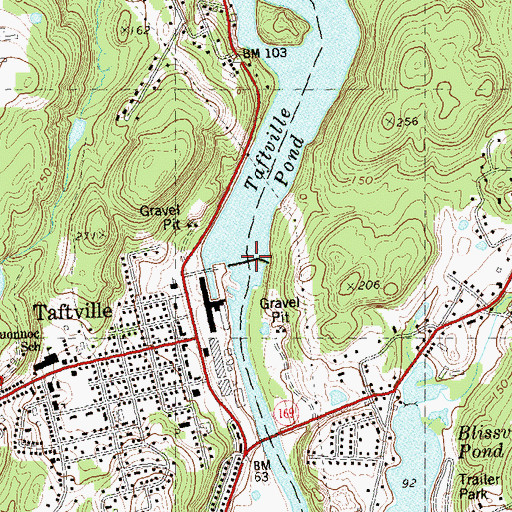 Topographic Map of Shetucket Falls, CT