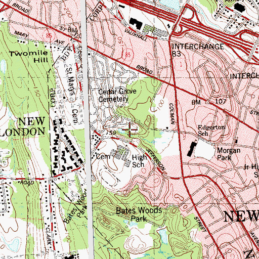 Topographic Map of Spring Lake, CT