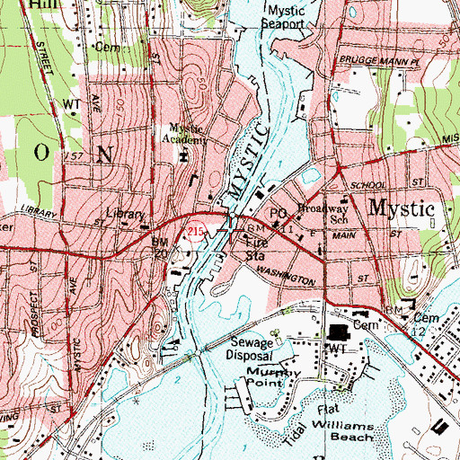 Topographic Map of Steamboat Wharf (historical), CT
