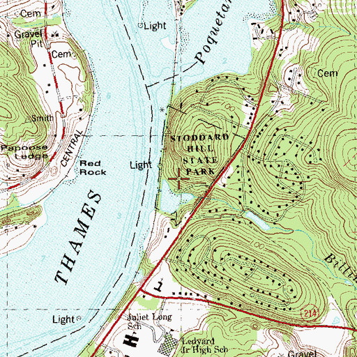 Topographic Map of Stoddard Landing, CT