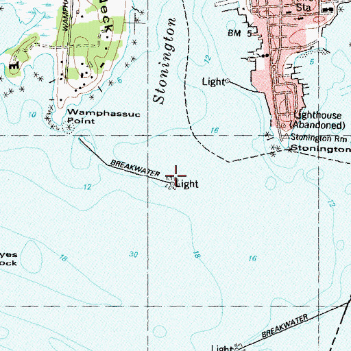 Topographic Map of Stonington Breakwater Lighthouse, CT