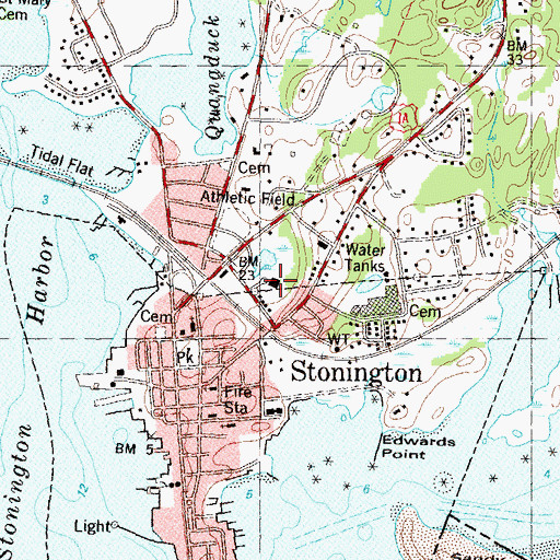 Topographic Map of Stonington Community Center, CT