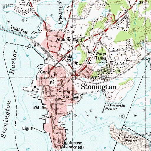 Topographic Map of Stonington Congregational Church, CT