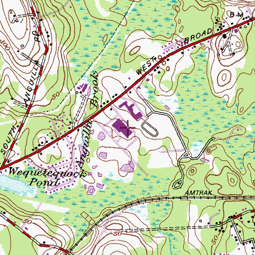 Topographic Map of Stonington High School, CT