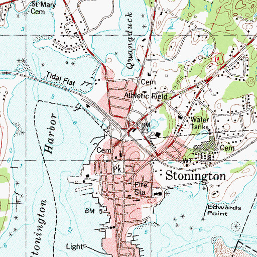 Topographic Map of Stonington Junction (historical), CT