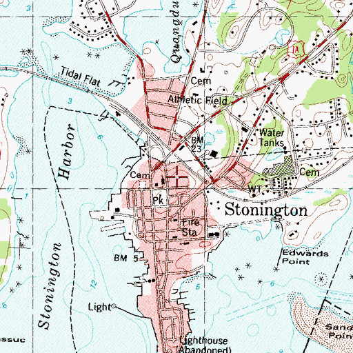 Topographic Map of Stonington Post Office (historical), CT