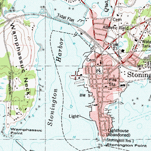 Topographic Map of Stonington Town Dock, CT