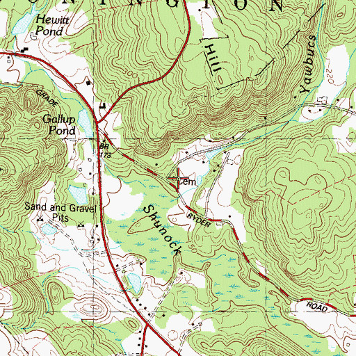 Topographic Map of Swan Cemetery, CT